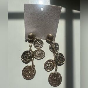 Free people Gold Coin Drop Earrings